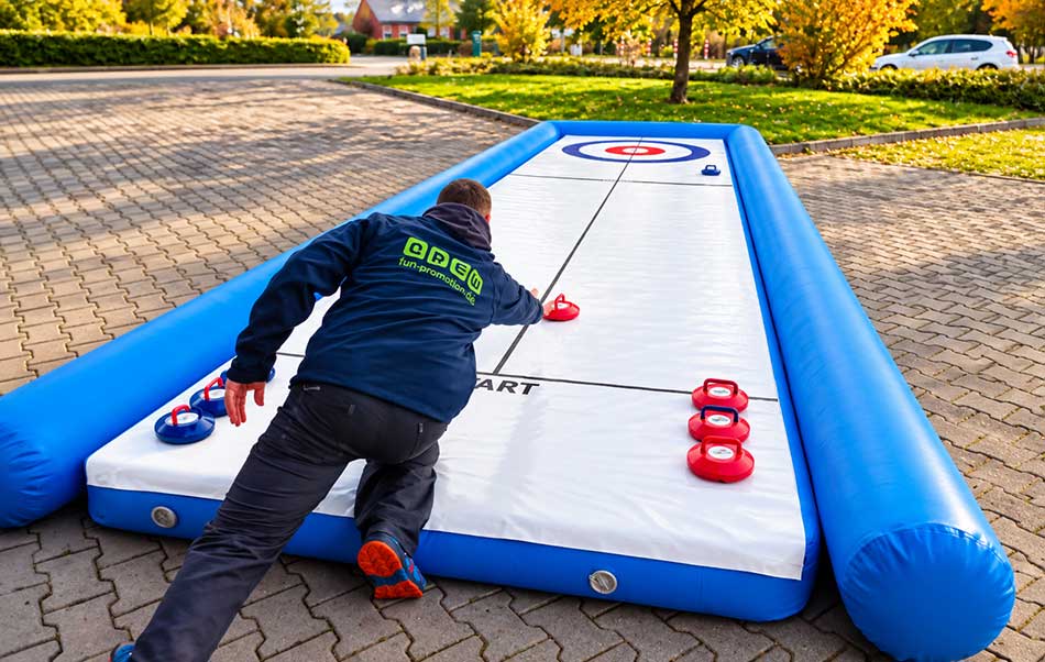 Curlingbahn in Aktion